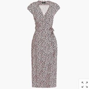 J.Crew Pink Leopard Animal Print Wrap Midi Dress size Small